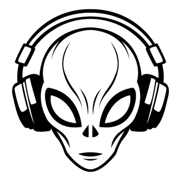 extraterrestre portant un casque logo emblématique illustration vectorielle