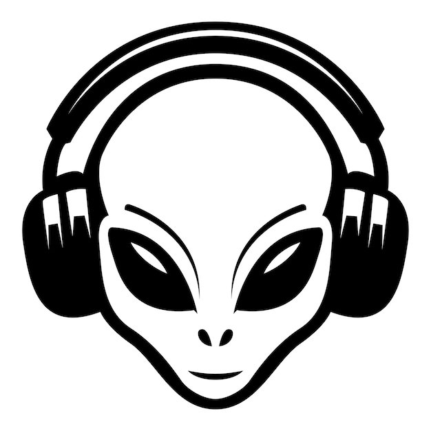 extraterrestre portant un casque logo emblématique illustration vectorielle