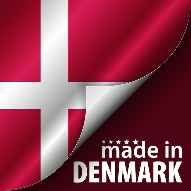 Vecteur fabriqué au danemark graphique et étiquette