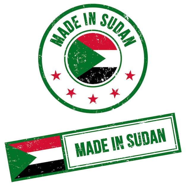 Fabriqué Au Soudan, Panneau De Timbre Dans Le Style Grunge