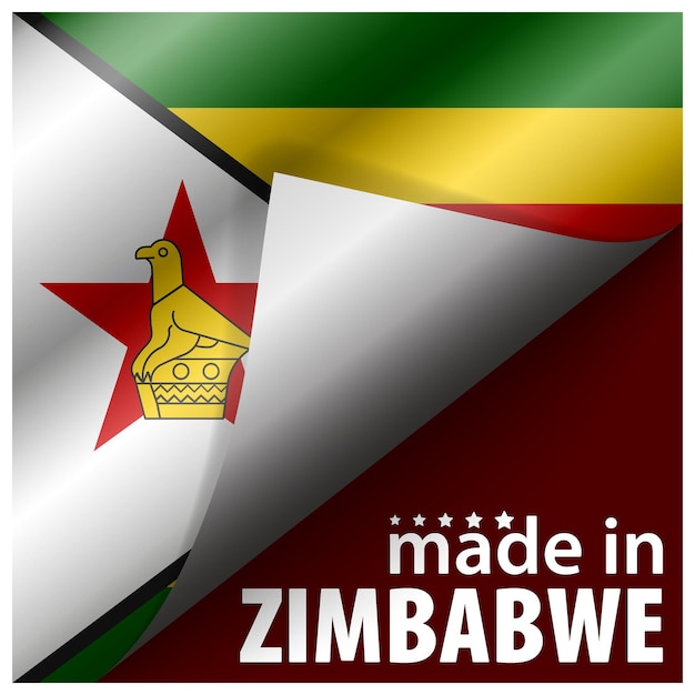 Vecteur fabriqué au zimbabwe graphique et étiquette