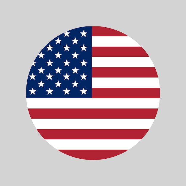 Fabriqué aux États-Unis rond avec l'icône de vecteur de cercle de couleurs du drapeau national des États-Unis