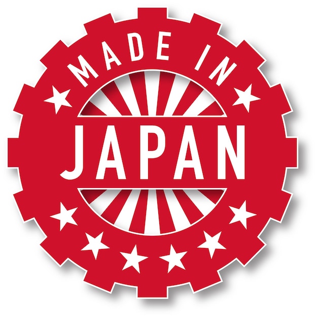 Vecteur fabriqué dans le timbre de couleur du drapeau du japon. illustration vectorielle