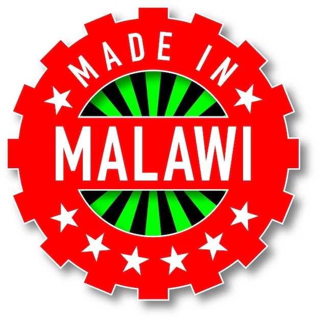 Fabriqué Dans Le Timbre De Couleur Du Drapeau Du Malawi. Illustration Vectorielle