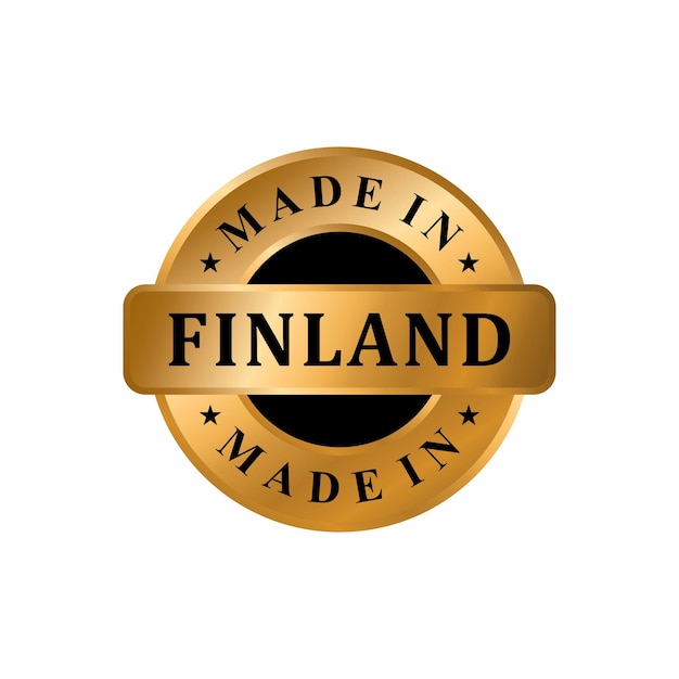 Fabriqué En Finlande Gold Label Stamp, Stamp Round Of Nation Avec 3d Elegant Gold Glossy Effect