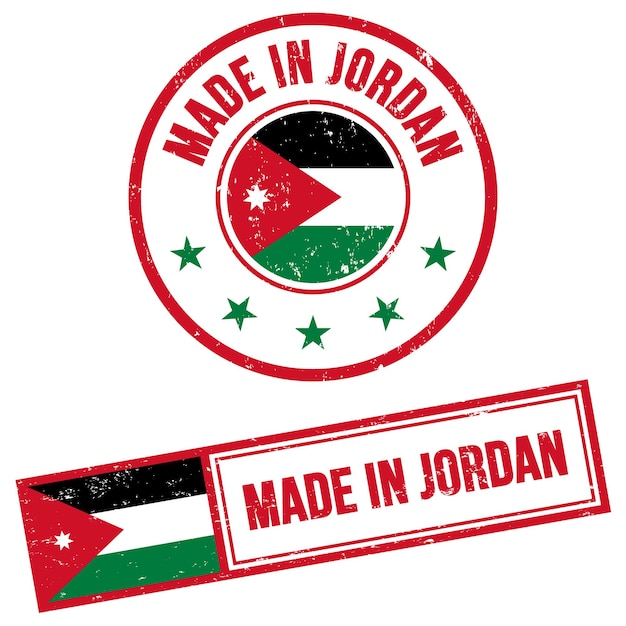 Vecteur fabriqué en jordanie signage de timbre dans le style grunge