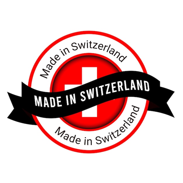 Vecteur fabriqué en suisse création de logo vectoriel fabriqué en suisse conception de drapeaux badge de confiance