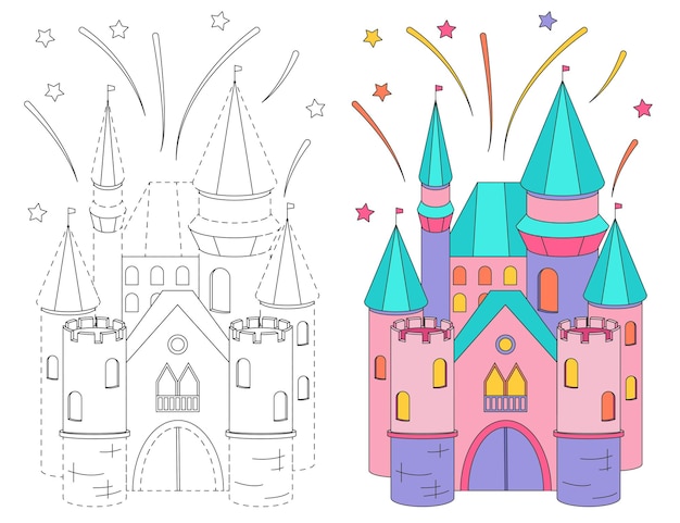 Fabuleux feux d'artifice du château rose Livre de coloriage pour enfants La pratique de l'écriture manuscrite