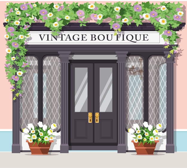 Vecteur façade de boutique vintage