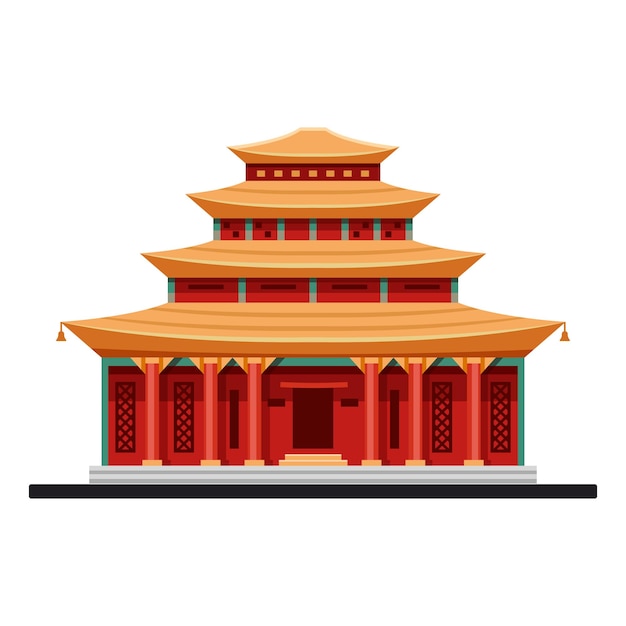 Vecteur façade ou extérieur du temple ou du sanctuaire du bouddhisme ancien monument culturel ou attraction touristique architecture chinoise ou bâtiment de style oriental traditionnel