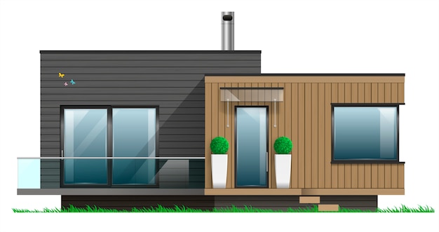 Façade d'une maison moderne avec terrasse