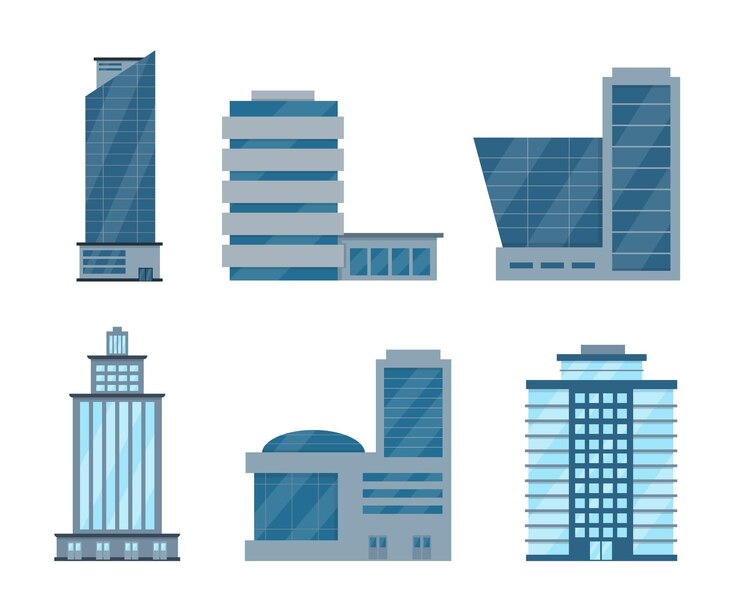 Vecteur façades des bâtiments modernes de la ville