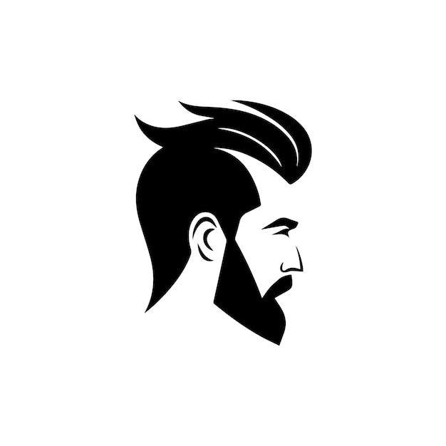 Vecteur face à barbe avec logo noir