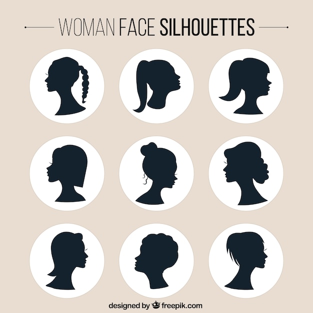 Vecteur face femmes silhouettes