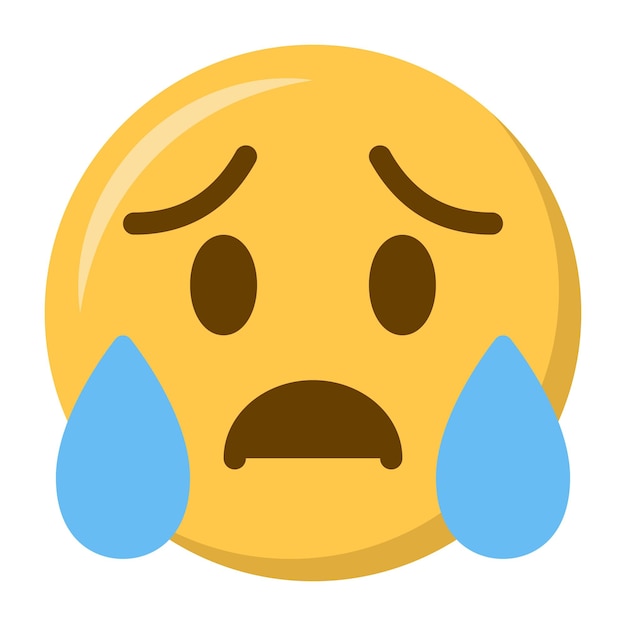 Vecteur face triste et soulagée avec des larmes icon emoji symbole d'expression émotionnelle