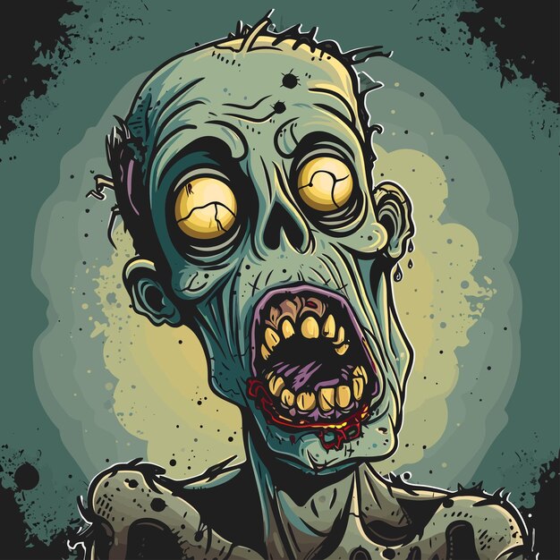 Vecteur une face de zombie dans le style des dessins animés