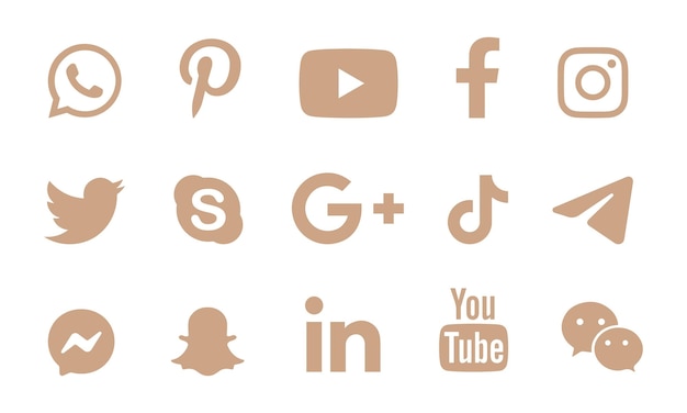 Facebook Instagram Twitter Linkedin Youtube Snapchat Whatsapp Ensemble de logo de médias sociaux populaires