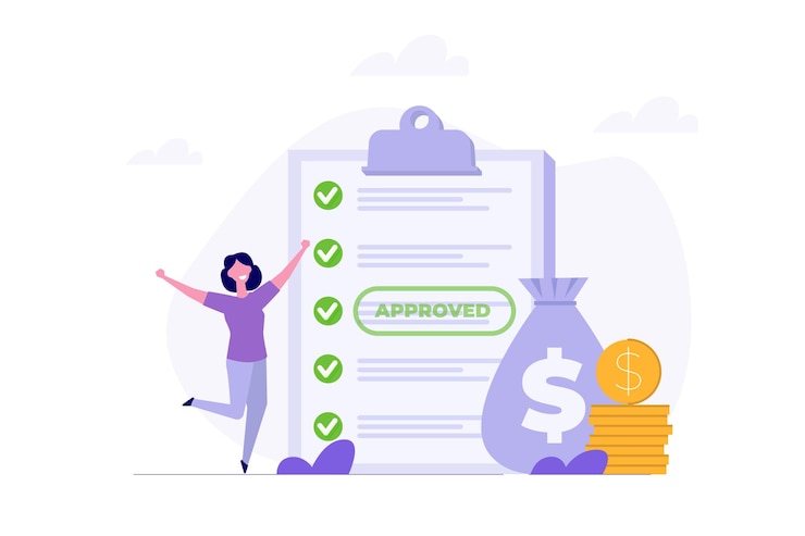 Vecteur facture de crédit approuvée conception de paiement approuvée illustration de vecteur plat