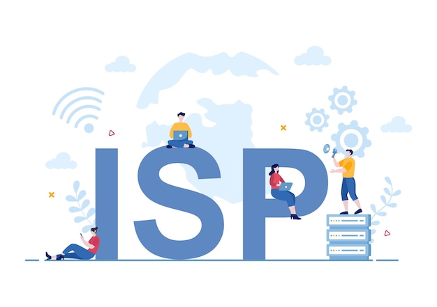 FAI ou fournisseur de services Internet Illustration avec des mots clés et des icônes pour l'accès intranet sécurisé