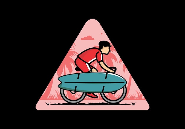 Faire Du Vélo Avec Une Illustration De Planche De Surf