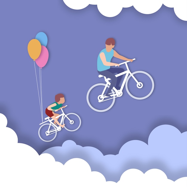 Faire Du Vélo Père Et Fils