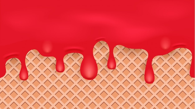 Faire Fondre Le Liquide Rouge Sur La Texture De La Gaufre