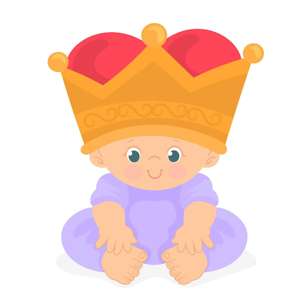 Vecteur faire-part de bébé petit garçon avec couronne dorée