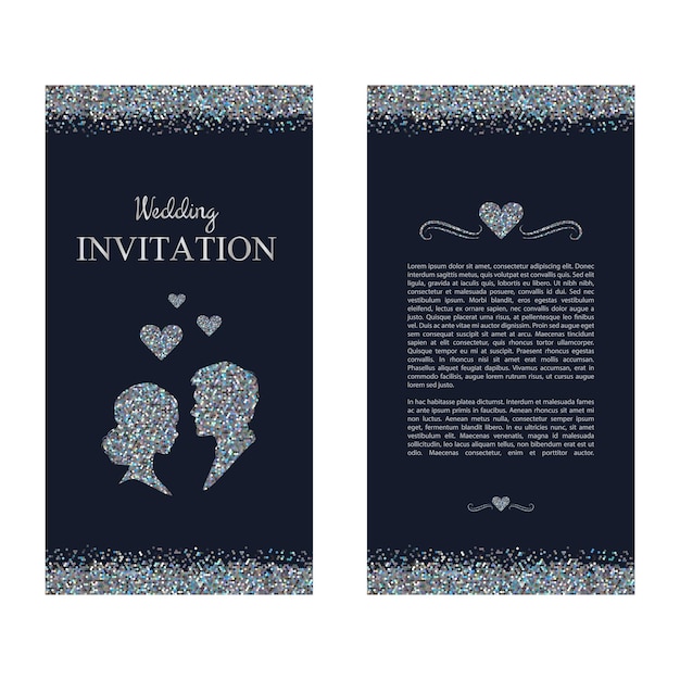 Vecteur faire-part de mariage carte de mariage avec des reflets dorés save the date