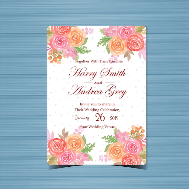 Faire-part de mariage floral avec de belles fleurs