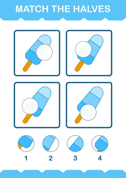 Faites Correspondre Les Moitiés De La Feuille De Calcul De La Crème Glacée Pour Les Enfants