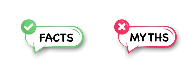 Vecteur faits contre mythes faits vrais ou faux bannières