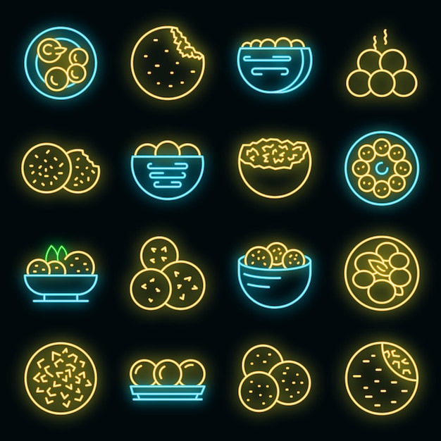 Falafel Icons Set Vector Néon