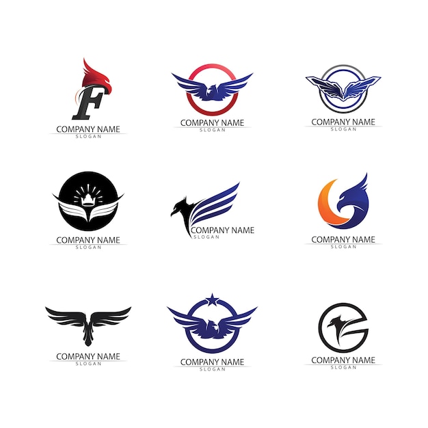 Falcon Eagle Bird Logo Template Icône De Vecteur