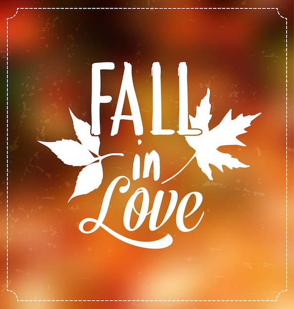 Vecteur falling love design d'automne vectoriel typographique