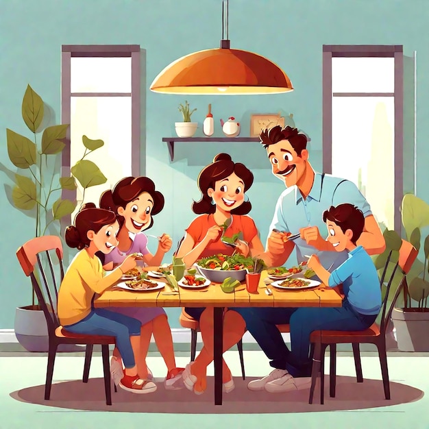 Famille Ayant Une Fête Trois Générations Technique Illustrative Ai_generated