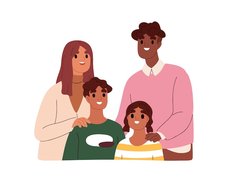 Vecteur une famille avec un bébé et un panneau disant famille