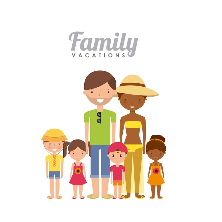 Vecteur famille sur la conception de vacances d'été