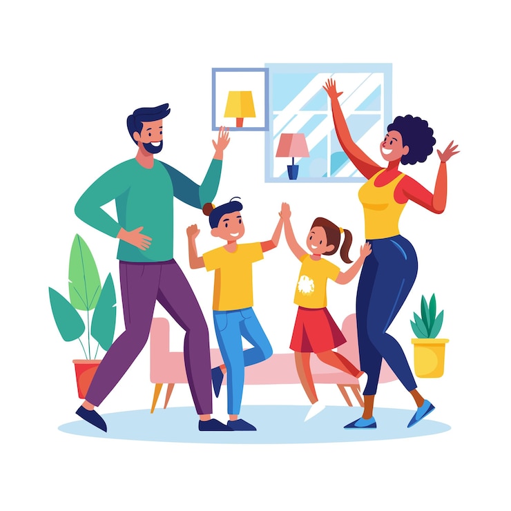 Vecteur famille ensemble parentalité et enfants illustration vectorielle