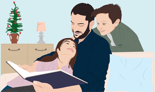 Vecteur famille étudiant ensemble illustration