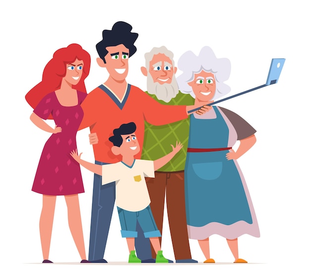 Vecteur famille faire une illustration de selfie