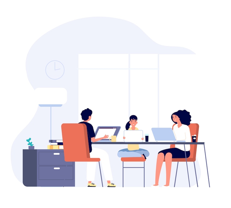Vecteur famille avec gadgets