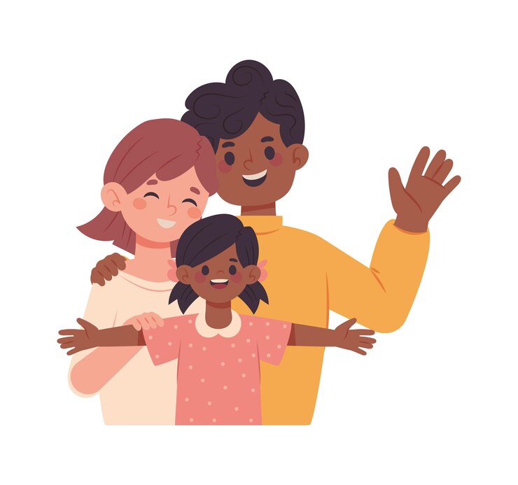 Vecteur une famille heureuse, des gens isolés.