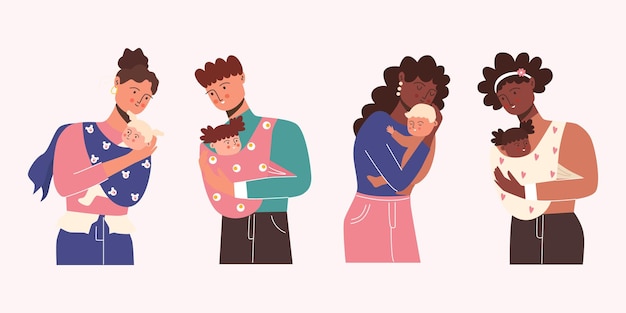 famille heureuse parents avec enfants maman tient le bébé le père tient le bébé