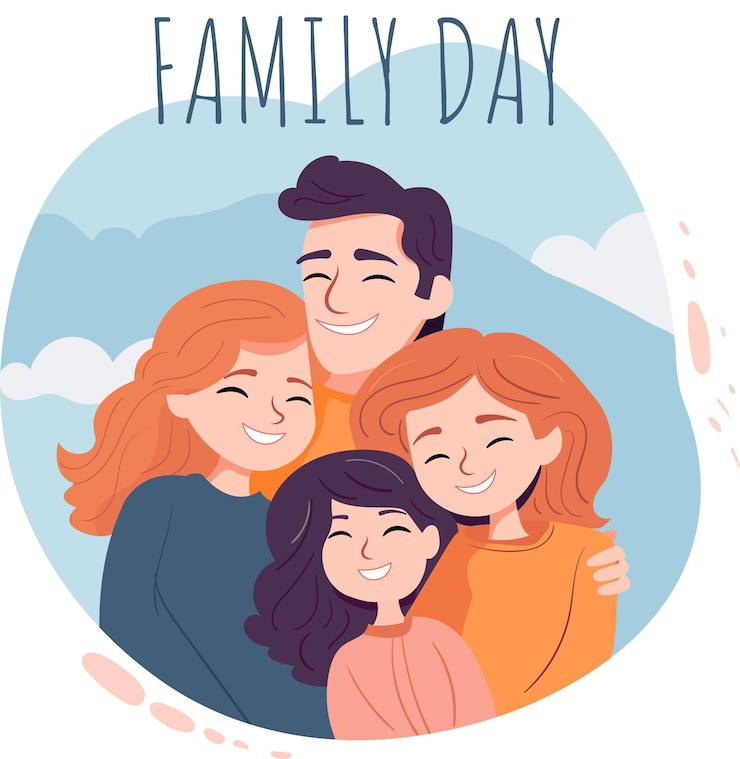 Vecteur une famille heureuse de quatre jours de famille une famille souriante une famille d'amour