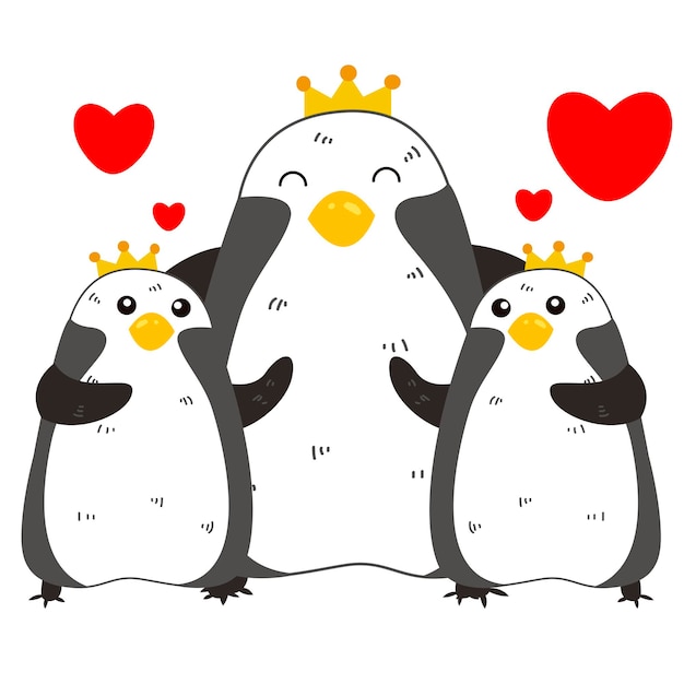 Famille de pingouin mignon