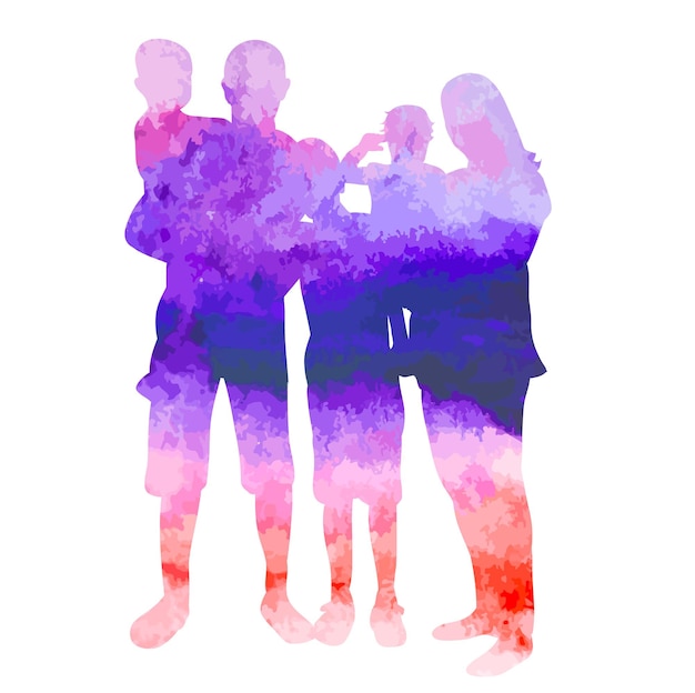 Famille de silhouette aquarelle