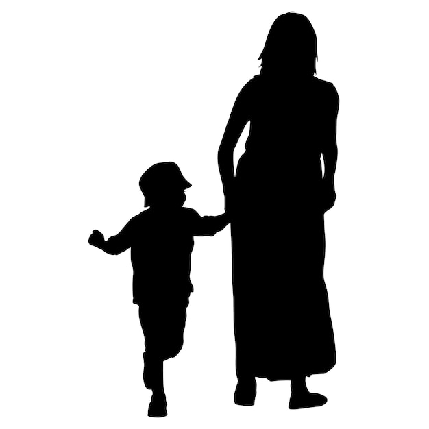 Vecteur famille de silhouettes noires sur fond blanc illustration vectorielle