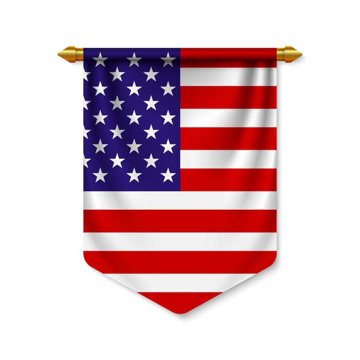 Vecteur fanion réaliste 3d avec drapeau