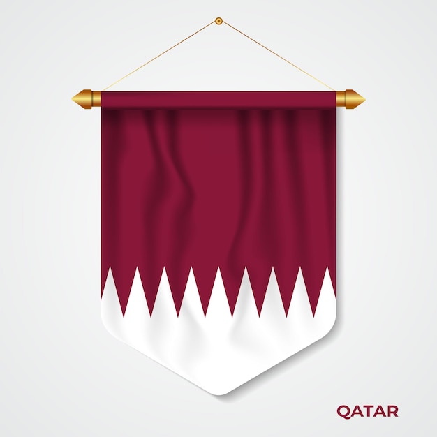 Fanion réaliste 3d Qatar avec drapeau