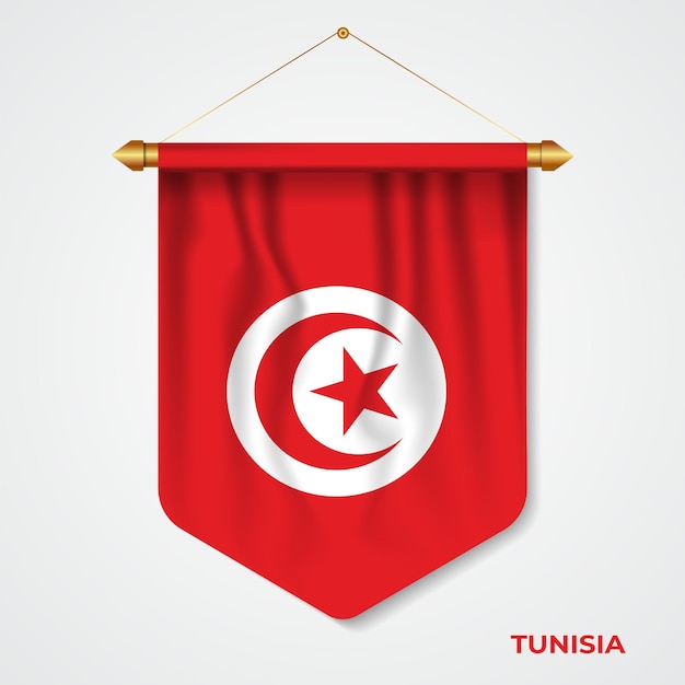 Fanion Réaliste 3d Tunisie Avec Drapeau